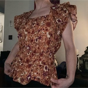 Luna Moon (Anthropologie) small ruffle sleeve floral tank new with tag